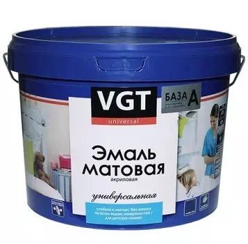 Эмаль универсальная VGT ВД-АК-1179 матовая База А супербелая 3 кг