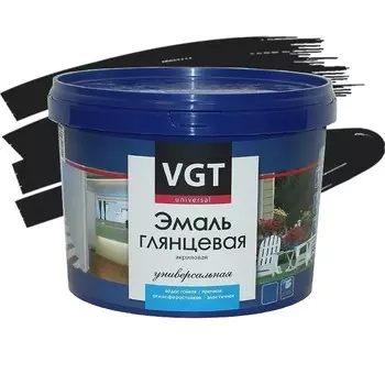 Эмаль универсальная VGT ВД-АК-1179 глянцевая черная 10 кг