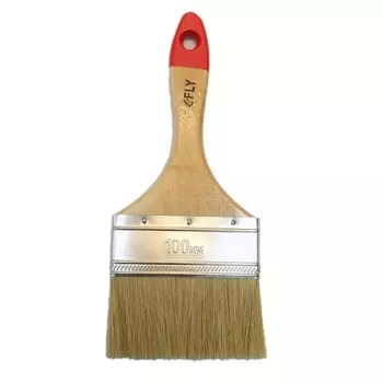 Кисть 100 мм, плоская с деревянной рукояткой и натуральной щетиной