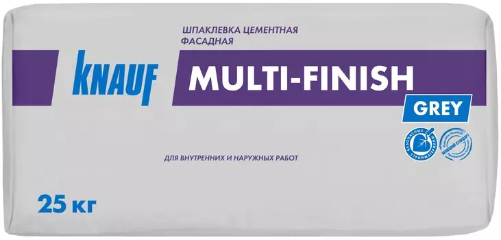 Knauf Мульти-Финиш 25 кг, Шпатлевка цементная фасадная (серая)