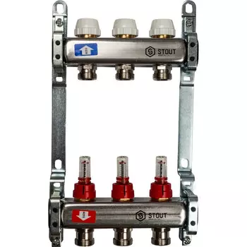 Коллектор распределительный Stout SMS 0917 000003 на 3 контура с расходомерами