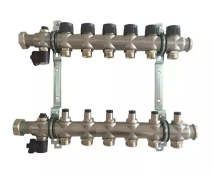 Коллектор Oventrop Multidis SF 1" с регулируемыми вставками на 6 контуров