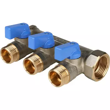 Коллектор с шаровыми кранами Stout SMB 6201 341203 на 3 выхода 1/2 дюйма
