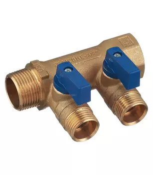 Коллектор с шаровыми кранами Tiemme 3/4″ внутргх2 отвода 1/2″ наршх3/4″ нарш