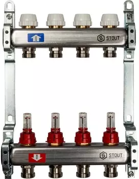 Коллектор Stout SMS 0917 000004 с расходомерами 4 выхода