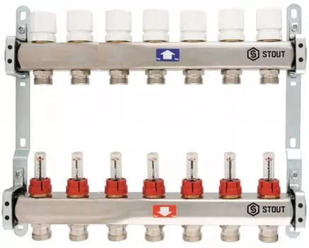 Коллектор Stout SMS 0917 000007 с расходомерами 7 выходов