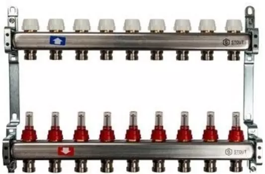 Коллектор Stout SMS 0917 000009 с расходомерами 9 выходов