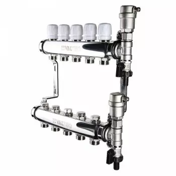 Коллекторная группа Valtec 1'х4 выхода евроконус 3/4' из нержавеющей стали