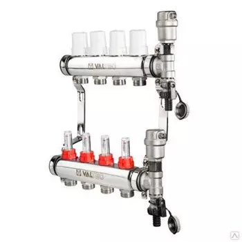 Коллекторная группа Valtec нержавеющая сталь 1'х3 выхода 3/4' ЕК с расходомером