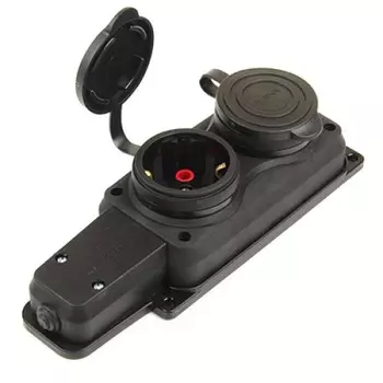 Колодка каучуковая FAR F160 N 2 розетки с заземлением с крышкой