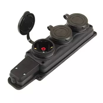 Колодка каучуковая FAR F280 3 розетки с заземлением с заглушками