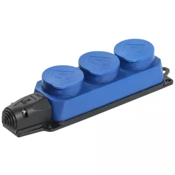 Колодка удлинителя IEK РБ33-1-0м Омега PKR61-016-2-K07 IP44 3 розетки с крышками синяя