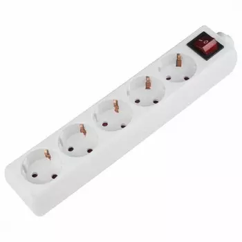 Колодка удлинителя Uniel K-GCP5-10B White 5 розеток с заземлением и выключателем 2200 Вт