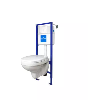 Комплект инсталляция CERSANIT Vector с белой клавишей звукоизоляцией подвесным унитазом Delfi и сиденьем термопласт микролифт