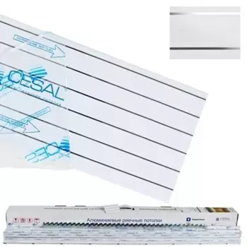 Комплект реечных потолков Cesal S-150 B19 (жемчужно-белый с металлической полосой), 2х1 м