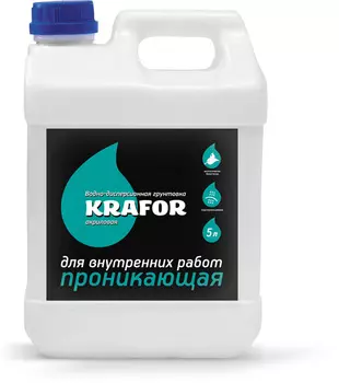 Krafor, 10 л, Грунтовка проникающая акриловая для внутренних работ