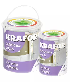 Krafor 1 кг, Эмаль акриловая для окон и дверей (супербелая)