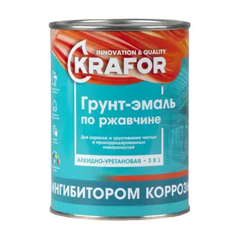 KRAFOR Грунт-эмаль по ржавчине шоколадная 1 кг 14 26698