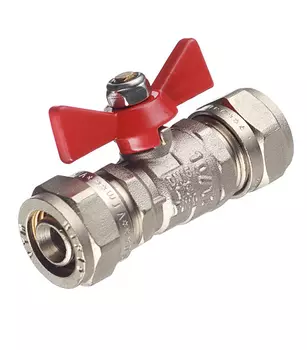 Кран шаровой для металлопластиковых труб Valtec 16 обжцх16 обжц бабочка