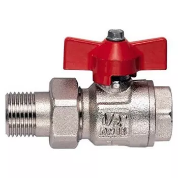 Кран шаровой латунный никелированный Itap Ideal НР-ВР полнопроходной бабочка со сгоном Ду 32 мм