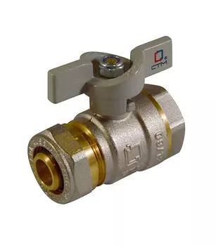 Кран шаровой обжимной для металлопластиковых труб 20х3/4" ВР бабочка