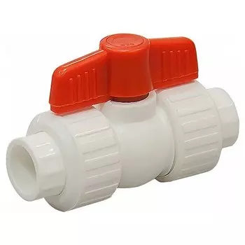 Кран шаровой PP-R СТМ Пласт CPBVA020 20 мм для кислот и холодной воды белый