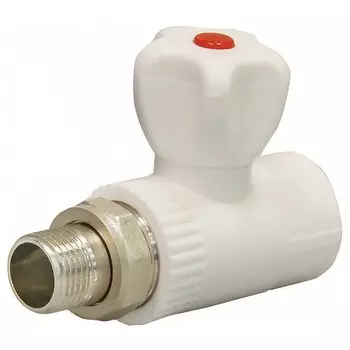 Кран шаровой PP-R СТМ Пласт CPRS2534 25 мм 3/4 дюйма прямой для радиатора белый