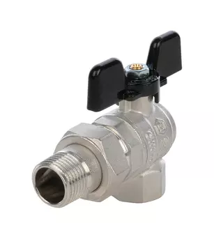 Кран шаровой Stout 1/2" ВР-НР угловой со сгоном бабочка