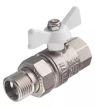 Кран шаровой Valtec Base 1/2" ВР-НР с полусгоном бабочка белая