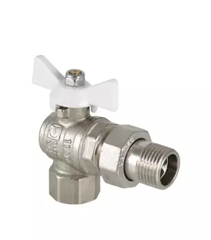 Кран шаровый Valtec BASE 1/2" ВРх1/2" НР угловой с полусгоном белая рукоятка