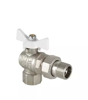 Кран шаровый Valtec BASE 3/4" ВРх3/4" НР угловой с полусгоном белая рукоятка