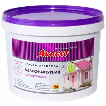 Краска акриловая Аквест-34 мелкофактурная супербелая 18 кг
