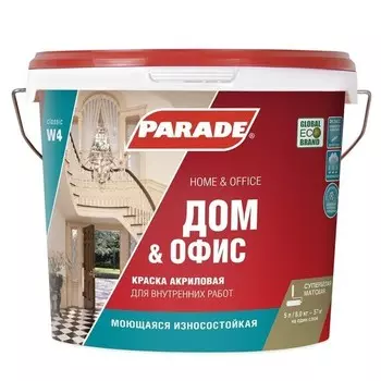 Краска акриловая Parade Classic W4 Дом &amp; Офис интерьерная белая 5 л