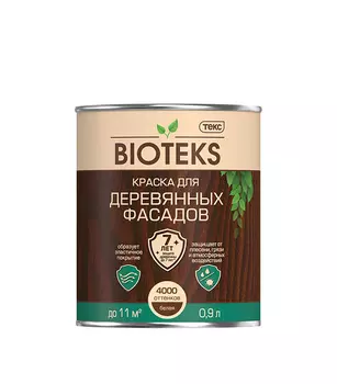 Краска фасадная алкидная по дереву Текс Bioteks белая основа А 0.9 л