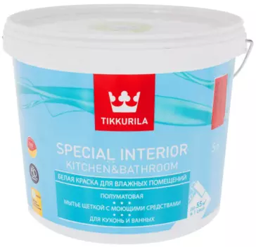 Краска интерьерная акрилатная Tikkurila Special Kitchen&amp;Bathroom бесцветная база C 5 л