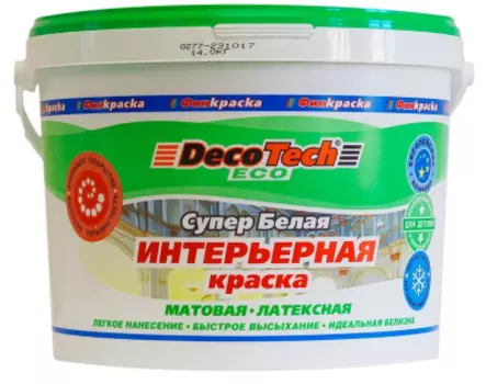Краска интерьерная DecoTech Eco белая 14 кг