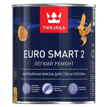 Краска интерьерная Tikkurila Euro Smart-2 база VVA глубокоматовая 0.9 л