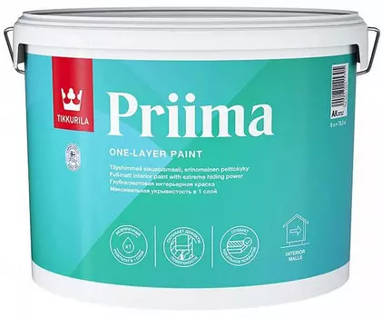 Краска интерьерная Tikkurila Priima AK глубокоматовая 9 л