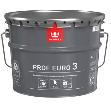 Краска интерьерная Tikkurila Prof Euro 3 база C глубокоматовая 9 л