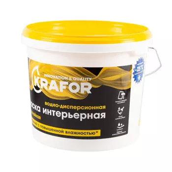 Краска в/д латексная интер. влагостойкая 1,5 кг (6) "Krafor" (желт.)