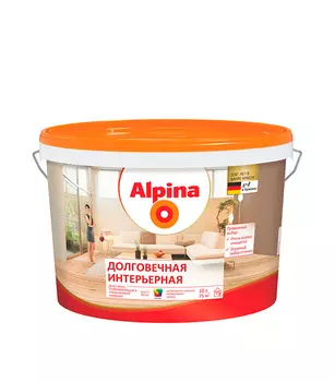 Краска водно-дисперсионная Alpina Долговечная Интерьерная моющаяся белая база 1 10 л
