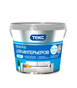Краска водно-дисперсионная интерьерная Текс Профи белая основа А 0.9 л