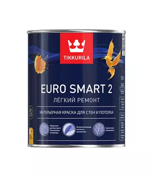 Краска водно-дисперсионная интерьерная Tikkurila Euro Smart 2 белая основа VVA 0.9 л