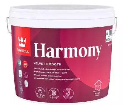 Краска водно-дисперсионная Tikkurila Harmony моющаяся белая основа А 2.7 л