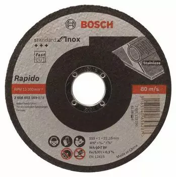 Круг отрезной по нержавейке Bosch Standard for Inox прямой 125х1 мм