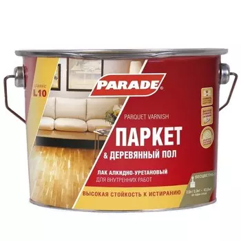 Лак алкидно-уретановый Parade Classic L10 Паркет &amp; Деревянный пол паркетный глянцевый 2.5 л