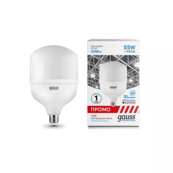 Лампа светодиодная Gauss Elementary T160 55W 5250lm 6500K E27/E40 Promo LED 60436