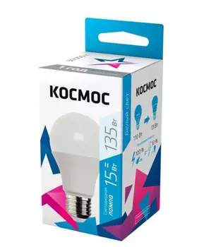 Лампа светодиодная Космос А60 15W Е27 4500K LkecLED15wA60E2745