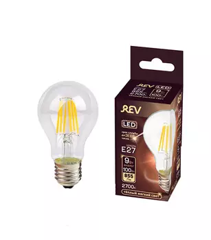 Лампа светодиодная REV 9 Вт Е27 филаментная груша A60 2700 К теплый свет 230 В