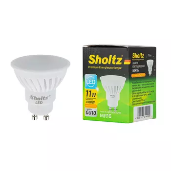 Лампа светодиодная Sholtz 11 Вт GU10 рефлектор MR16 2700 К теплый свет 230 В керамика